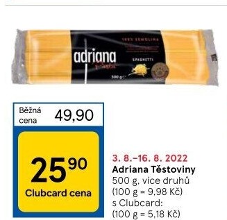 Těstoviny semolinové Adriana