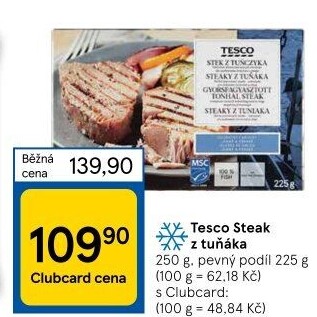 Tuňák steak mražený Tesco