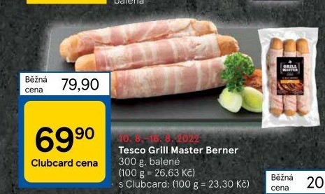 Berner se slaninou Grill Master Tesco