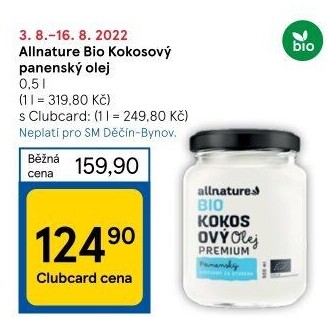 Kokosový olej bio Allnature