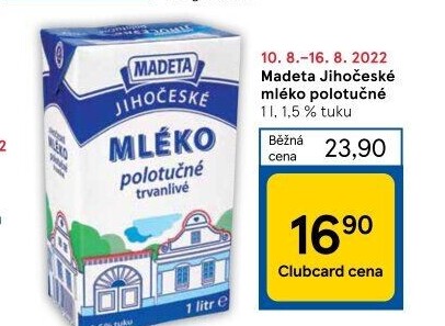 Mléko trvanlivé Jihočeské Madeta - 1,5% polotučné