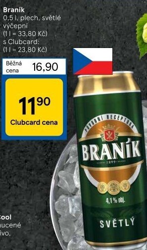 Pivo světlé výčepní 10° Braník