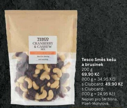 Směs kešu a brusinek Tesco