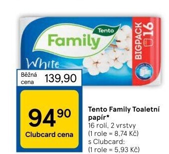 Toaletní papír 2vrstvý Family Tento