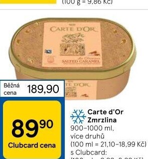 Zmrzlina ve vaničce Carte D'