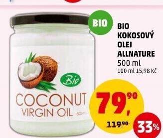 Kokosový olej bio Allnature