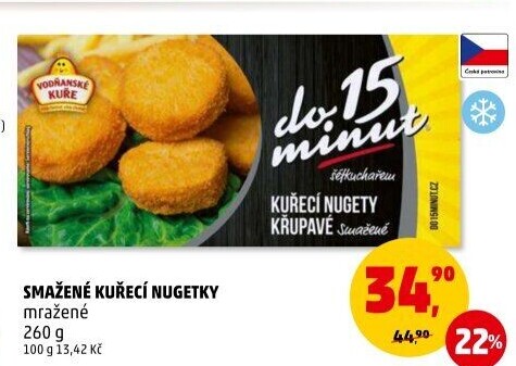 Nugetky kuřecí smažené mražené Vodňanské kuře