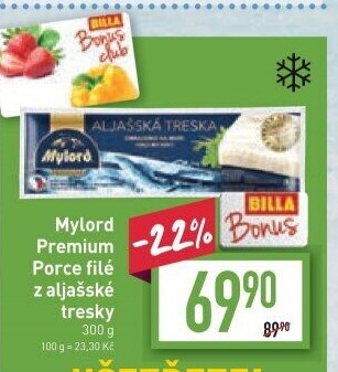 Aljašská treska filé pro děti mražené Premium Mylord