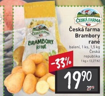 Brambory konzumní rané Česká farma