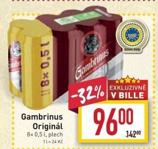 Pivo světlé výčepní Originál 10° Gambrinus