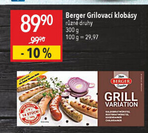 Klobása variace na gril Berger