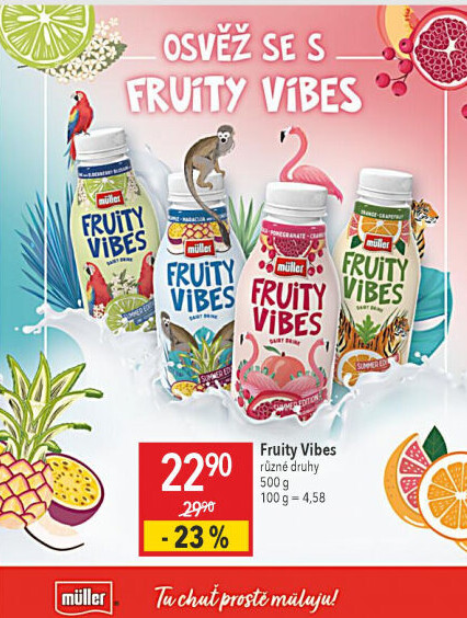 Nápoj podmáslí ochucené Fruity Vibes Müller