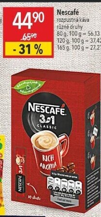 Instantní káva porcovaná Classic 3v1 Nescafé