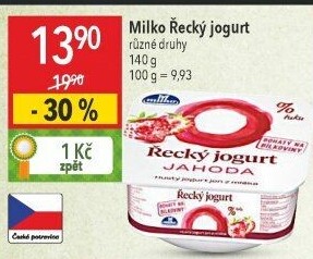 Ochucený jogurt řecký 0% Milko