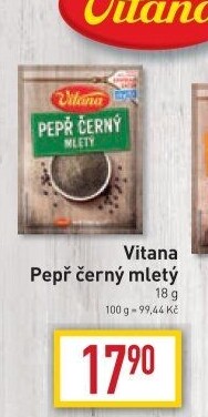 Koření Pepř černý mletý Vitana