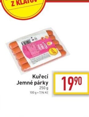 Kuřecí jemné párky DZ Klatovy