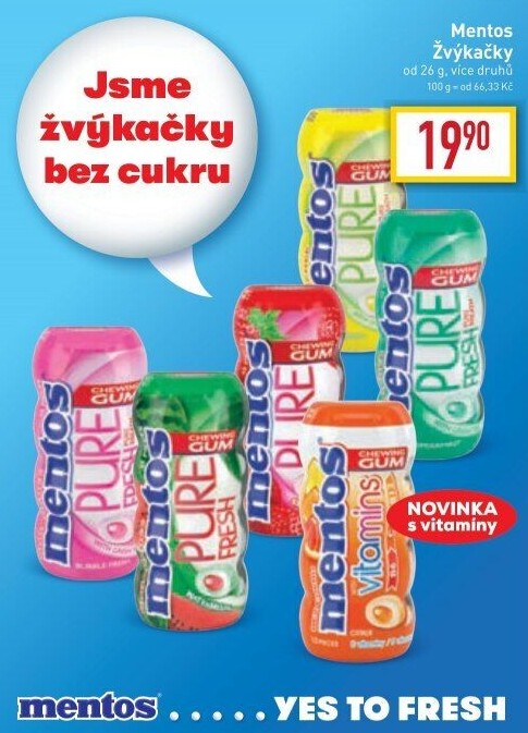Žvýkačky Pure Fresh Mentos