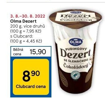 Dezert pudink se šlehačkou Olma