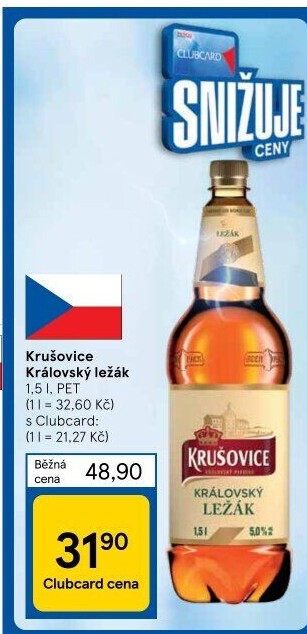 Pivo světlé Královský ležák 12° Krušovice