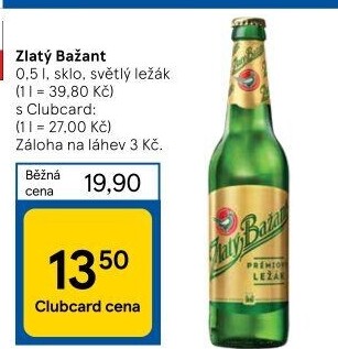 Pivo světlý ležák 12° Zlatý Bažant