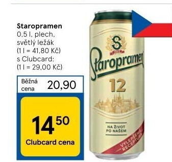 Pivo světlý ležák Staropramen