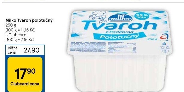 Tvaroh polotučný z Poděbrad Milko