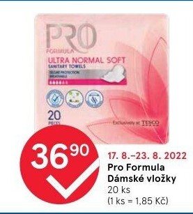 Dámské vložky Pro Formula Tesco