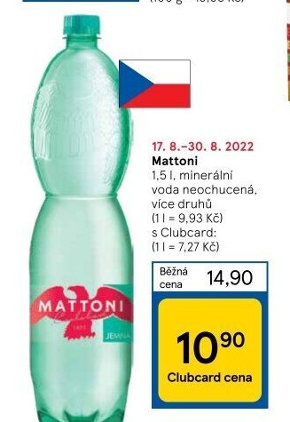 Přírodní voda Mattoni