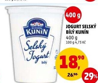 Bílý jogurt selský Kunín