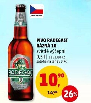 Pivo světlé výčepní Rázná 10° Radegast