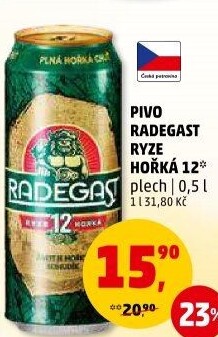 Pivo světlý ležák 12° Ryze hořká Radegast