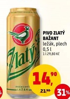 Pivo světlý ležák 12° Zlatý Bažant