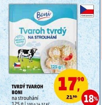 Tvaroh tvrdý na strouhání Boni