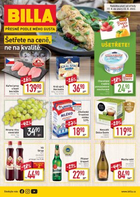 akční leták BILLA 17.8.2022-23.8.2022