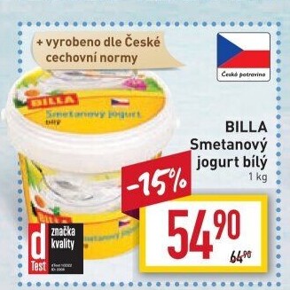 Bílý jogurt smetanový Billa