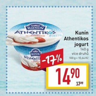 Jogurt ochucený řeckého typu Athentikos Kunín