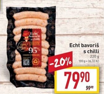 Párek na gril Echt Bavoriš s chilli Láďa Grileman Kostelecké uzeniny