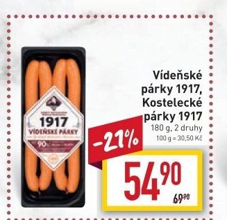Párky vídeňské 1917 Kostelecké uzeniny