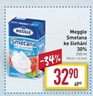 Smetana ke šlehání trvanlivá Meggle 30%