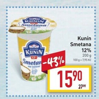 Smetana na vaření Kunín 12%