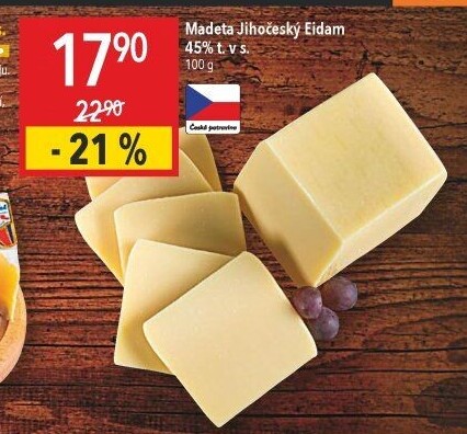 Sýr Eidam Jihočeský 45% Madeta