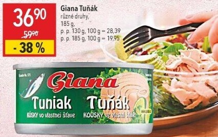 Tuňák kousky ve vlastní šťávě Giana
