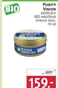Měsíčková zinková mast bio Purity Vision