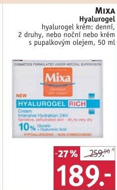Pleťový hydratační krém Hyalurogel Mixa