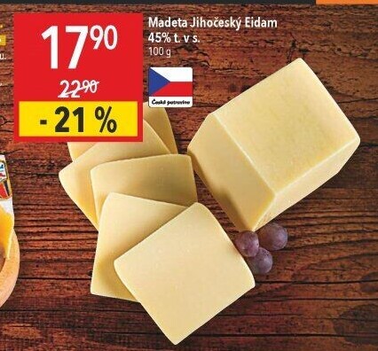 Sýr Eidam Jihočeský 45% Madeta