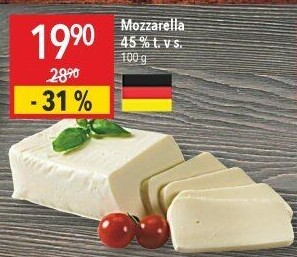 Sýr Mozzarella cihla 45%