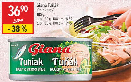 Tuňák kousky ve vlastní šťávě Giana