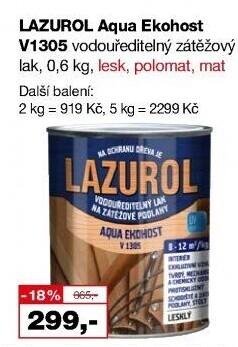 Lak na podlahu Aqua Ekohost Lazurol