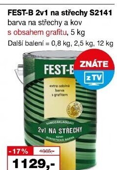 Nátěr na střechy Fest - B Barvy a laky Hostivař