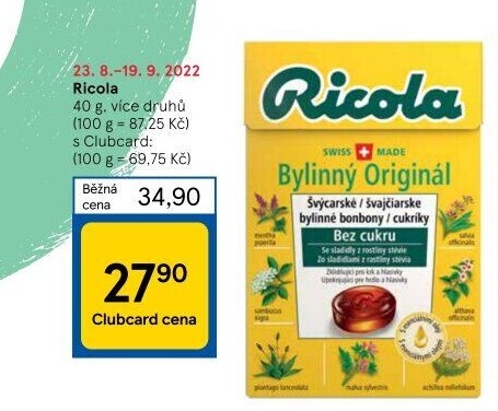 Bylinné bonbony Ricola